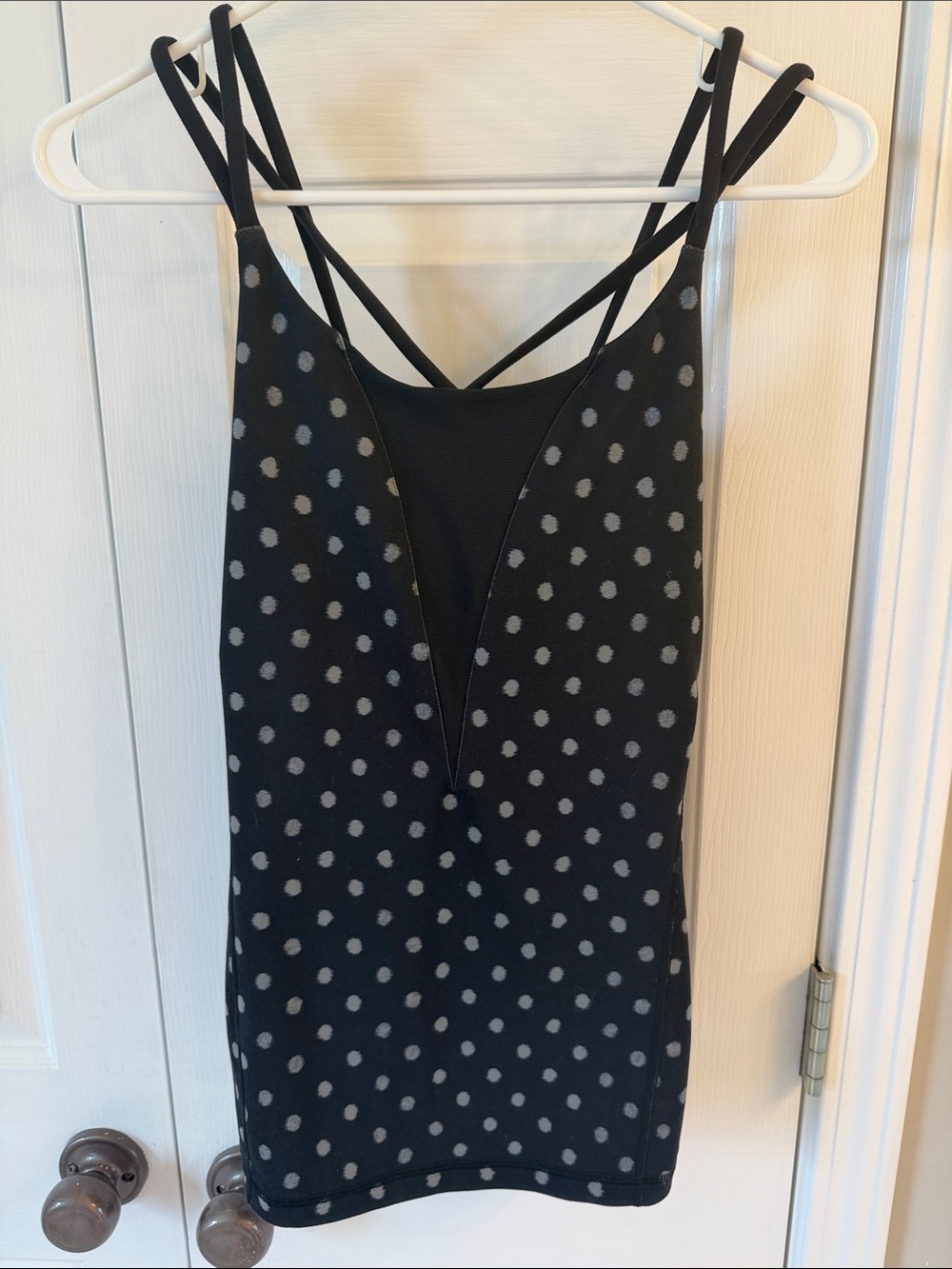 lululemon athletica Black Tank Top with Gray Polka Dots